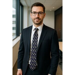 Giorgio Brutini Collezione 100% Silk Tie Navy Purple Geometric Classic Vintage‎